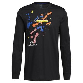 Adidas/阿迪达斯男T恤长袖圆领印花宽松透气纯棉春秋正品GP5228