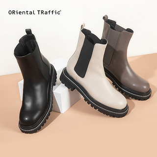 ORTR女鞋切尔西靴英伦风靴子2021新款秋季女款时尚显瘦大码烟筒靴 33 灰色