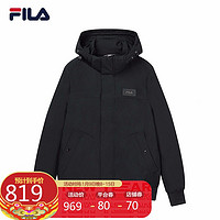 FILA 斐乐 官方男士羽绒服2021年冬季运动保暖外套 正黑色-BK 170/92A/M