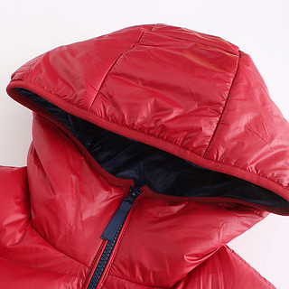 冬季短款防泼水面包服加厚保暖连帽运动羽绒服男 XL 波尔多红
