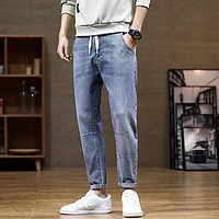 JEANSWEST 真维斯 春季新款时尚韩版个性帅气青年束脚减龄系绳个性男士时尚牛仔裤