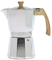 Primula 樱草花 铝制炉灶 浓缩咖啡机 咖啡壶 适用于摩卡、古巴咖啡、卡布奇诺、拿铁等 适合露营 6 杯抛光