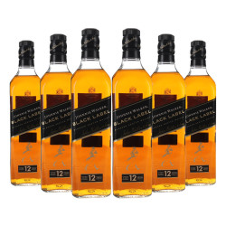 尊尼获加 洋酒 12年黑方黑牌苏格兰调和型威士忌700ml*6瓶