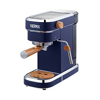 THERMOS 膳魔师 英伦复古系列意式咖啡机 家用半自动泵压萃取蒸汽打奶泡1.1L咖啡机 EHA-3211A-CP 玛瑙蓝