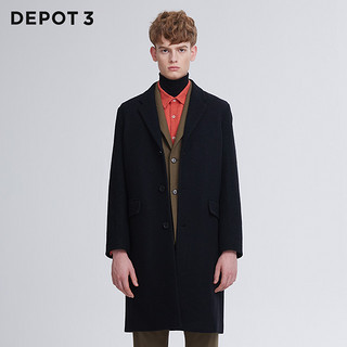 DEPOT3男装大衣 原创设计品牌新品进口羊毛混纺经典百搭三扣大衣