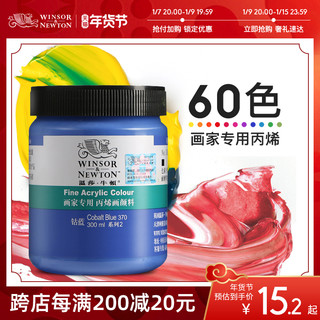 温莎·牛顿 WINSOR＆NEWTON温莎牛顿画家专用丙烯颜料防水纺织墙绘套装300ml12色24色36色流体画学生初学者金色钛白色美甲BJD娃娃diy鞋 300ml 银色