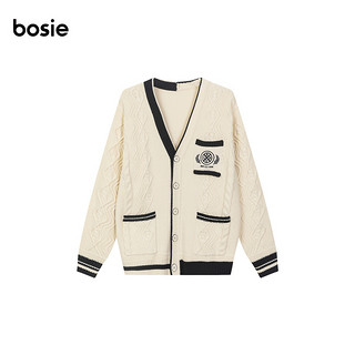 bosie Blue2021年秋季新款复古撞色针织衫减龄学院风宽松休闲毛衣 L 黑色