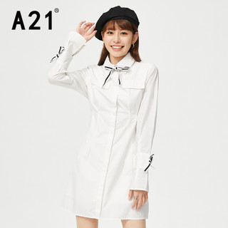 A21早秋学院风衬衫裙女2021显瘦a字短裙连衣裙