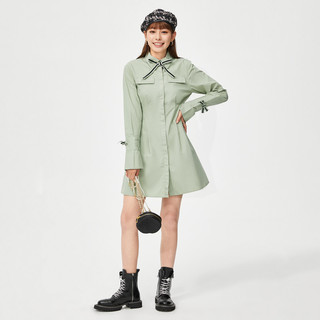 A21早秋学院风衬衫裙女2021显瘦a字短裙连衣裙