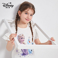 Disney 迪士尼 女童短袖套装公主卡通半袖2021年新款女孩洋气圆领薄款t恤