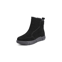 SENDA 森达 冬季新款雪地靴简约户外毛绒舒适休闲保暖鞋加绒女短靴Z8032DD0 黑色 34