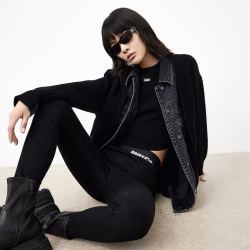 moco摩安珂羊毛毛织牛仔拼接夹克外套女装