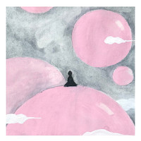 维格列艺术 Leon 纸本水彩《Pink ball》20 x 20cm现代简约客厅沙发背景墙画走廊