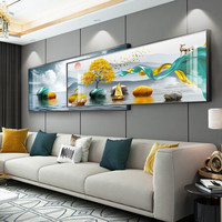 泉湘阁  客厅装饰画现代简约壁画沙发背景墙装饰画轻奢手工立体镶钻卧室床头画轻奢晶瓷画招财叠加挂画 福禄高升 40