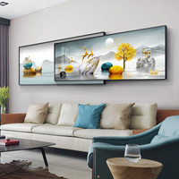 泉湘阁 客厅装饰画沙发背景墙挂画卧室装饰画水晶烤瓷轻奢晶瓷镶钻创意两联组合壁画现代简约叠加画石来运转 时来运转1款 40