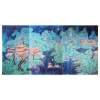 墨斗鱼艺术梁小然纸本设色工笔画《山谷星落》国画客厅山水新中式现代家居装饰北欧大尺寸247x120cm