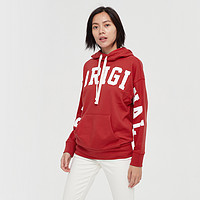 Gap女装潮流LOGO时尚宽松红色卫衣499689秋季新款女士运动连帽衫 M 红色