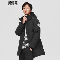 波司登2021年秋冬男士羽绒服男时尚潮流保暖防风连帽90绒外套男B10143321 黑色8056 175/92A