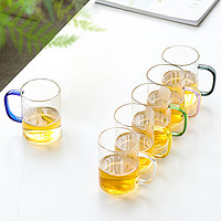 苏氏陶瓷（SUSHI CERAMICS）高硼硅玻璃水杯6色装直筒啤酒杯一人一色耐高温玻璃茶杯（大号）