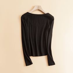 jeanswest真维斯冬季女式t恤长袖时尚百搭潮流u型领女装上衣女生t恤