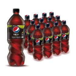 pepsi 百事 可乐 无糖 Pepsi 碳酸饮料 青柠味 汽水 大瓶装  1L*12瓶 饮料整箱 百事出品