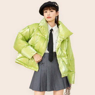 A21女时尚亮面宽松立领棉外套厚2021冬小个子短棉服潮ins