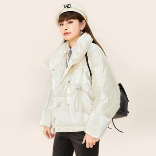 A21女时尚亮面宽松立领棉外套厚2021冬小个子短棉服潮ins
