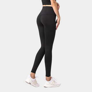 范迪慕 瑜伽服裤女紧身高腰提臀跑步显瘦打底外穿裸感磨毛弹力可定制运动健身裤 FDM1903-黑色-瑜伽长裤-XL