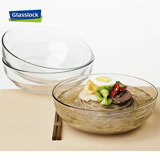 glasslock耐热玻璃碗加厚水果沙拉碗透明碗家用大号汤碗泡面碗 650ml*2