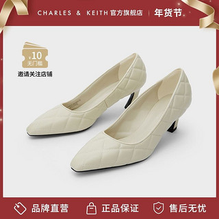 CHARLES & KEITH CHARLES&KEITH21秋季新款CK1-61720075女士复古绗缝菱格高跟单鞋