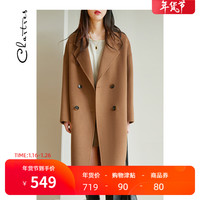 chartres 秋冬新款高端手工西装领宽松茧型双面呢大衣女X668 驼色 L S 驼色