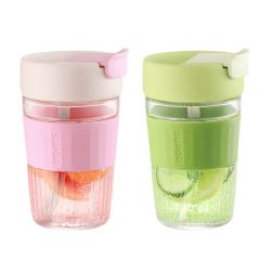 supor苏泊尔小浪杯玻璃水杯女带吸管便携夏季泡茶大容量咖啡杯子ins风