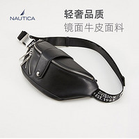 NAUTICA诺帝卡银色潮牌胸包女腰包ins街头男士斜跨春夏百搭真牛皮单肩包