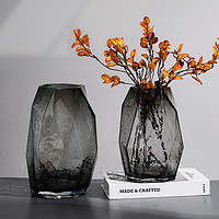 乐之沭 现代简约北欧几何银色陶瓷花瓶样板间轻奢摆件创意家居软装饰品