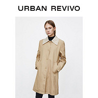 URBAN REVIVO UR女装时尚风衣领宽松中长款风衣外套WH48S1DN2000