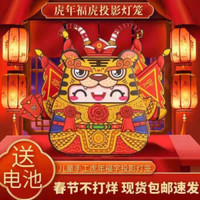 新年灯笼网红春节抖音虎年儿童灯笼过年手提福虎投影灯元宵节灯笼 一个装