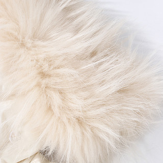 冬季韩版女款休闲抽绳毛领加厚外套中长款羽绒服 XS 白色