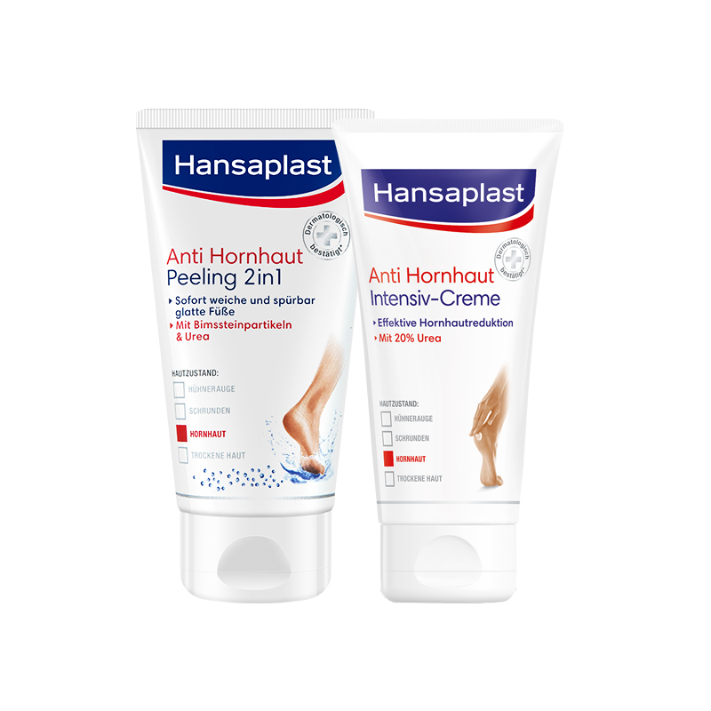 Hansaplast 身体护理套装 (Peeling 2in1足部除角质护理二合一磨砂膏75ml*1+Intensiv-Creme足部密集修护霜75ml*1)