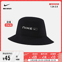 NIKE官方OUTLETS店 Nike Sportswear 女子渔夫运动帽DC4084 M/L 100白/白金色/白
