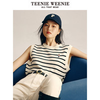 TeenieWeenie小熊条纹圆领针织毛衣背心薄款韩版显瘦女2022春夏款