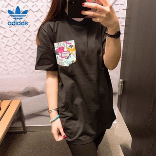 adidas 阿迪达斯 三叶草 DU8340 男女款印花半袖T恤