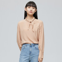 秋季女装时尚百搭系带领上衣长袖衬衫衣式衬衫