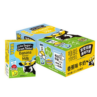 限地区：VIVA 韦沃 爱尔兰 进口牛奶 韦沃（ VIVA）0蔗糖香蕉口味牛奶200ML*12盒