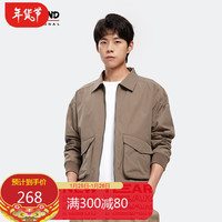 诺诗兰男士休闲外套2021年秋冬户外防泼水时尚简约翻领休闲外套NCOBT5639E 香槟棕色 175