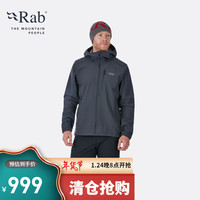 Rab睿坡春季男士修身连帽软壳衣户外运动休闲防风保暖防泼水轻薄透气外套560g QFU-21 碳黑色/AN M