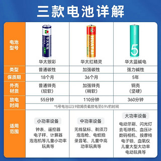 华太五5号干电池七7号普通碳性1.5V空调电视遥控器挂钟表闹钟耐用