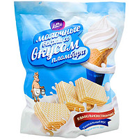 KONTI 小牛 康吉KONTI俄罗斯进口牛奶冰淇淋味夹心威化饼干休闲零食380g