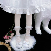 芝士芒芒物语 lolita洛丽塔 薄款中筒女袜子 白色