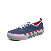 SKECHERS 斯凯奇 舒适透气绑带休闲鞋时尚百搭帆布鞋板鞋 37.5 海军蓝色