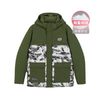 SKECHERS 斯凯奇 男士外套男士羽绒服加厚冬季拼接迷彩羽绒服男短款 M 步枪绿